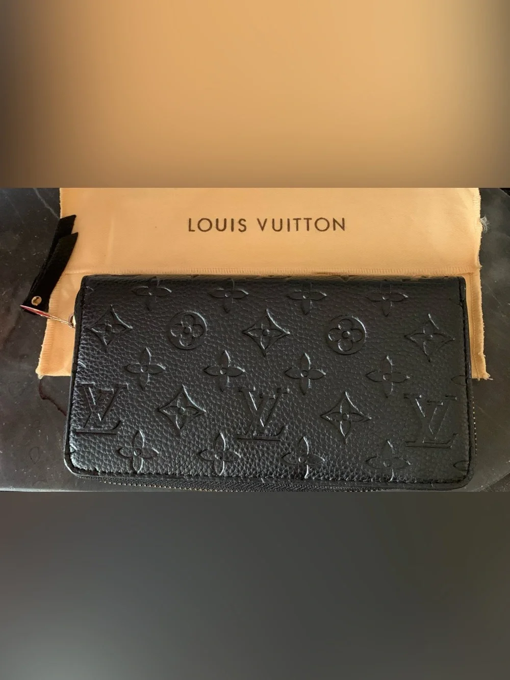 NEW! Lux INSPIRED Black Embossed Monogram Leather Wallet